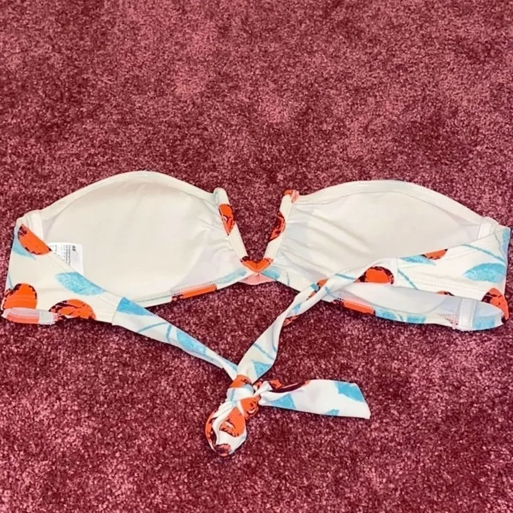 H&M Cream Cherries Strapless Swim Bikini Top 8